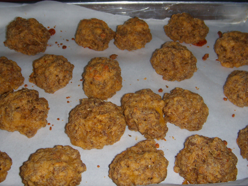 Picture of Venison Sausage Balls, as they come out of the oven