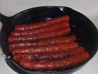 Cheddar Franks and Beans Frying Hot Dogs Picture