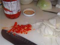 Chicken Scampi Chopping Onions Picture