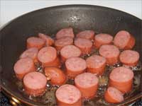 Chicken and Sausage Gumbo Frying the Sausage Picture