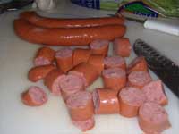 Chicken and Sausage Gumbo Cutting the Sausage Picture