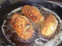 Stuffed Chicken Florentine, Frying the Chicken Picture