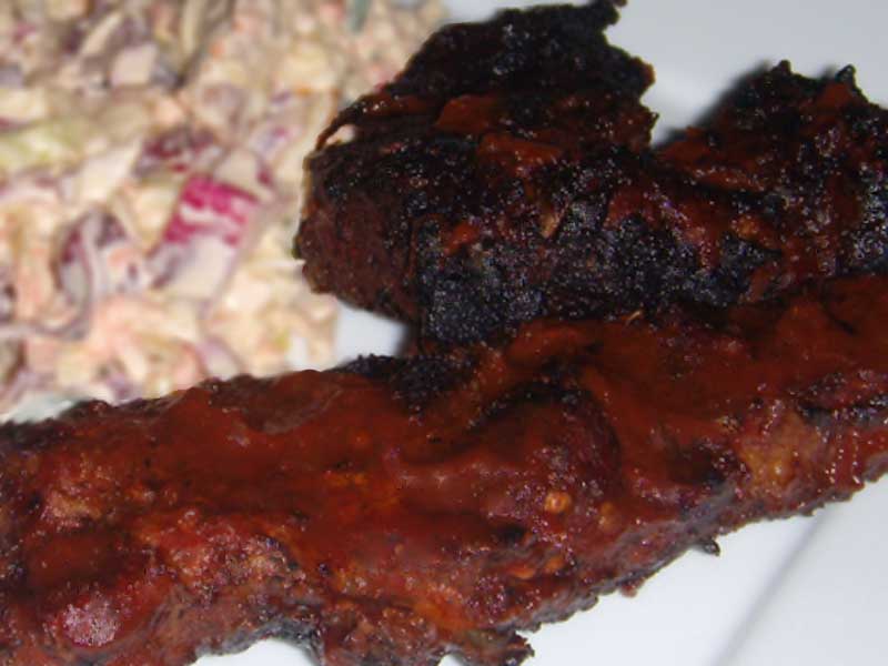 Plated Country Style Ribs with Slaw