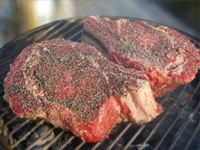 Picture of Rib Eye Steak on Grill.