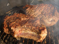Picture of Rib Eye Steak on Grill.