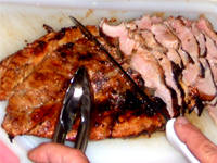 Orange, Jamaican Jerked Pork Tenderloin, cutting the meat, Picture