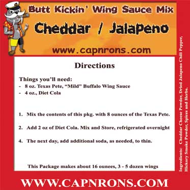 Picture of a Jalapeno / Cheddar Wing Sauce Label.