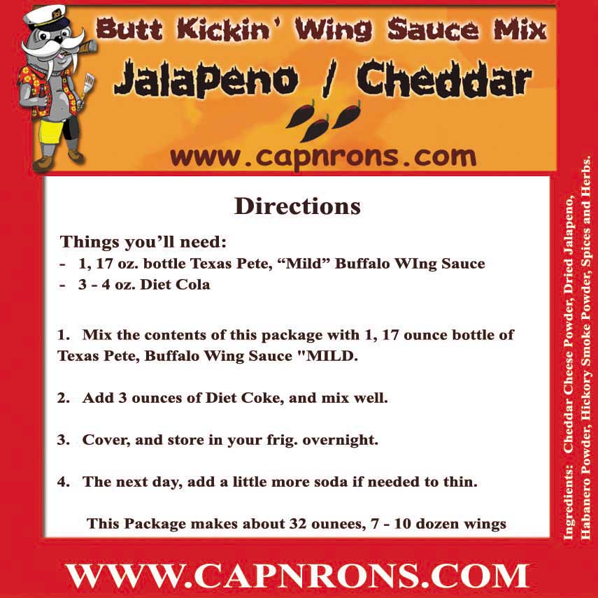 Picture of a Jalapeno / Cheddar Wing Sauce Label.