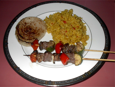 Beef Kebabs, Plated for Dinner Picture