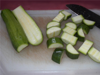 Cutting Zuchinni for Beef Kebabs Picture