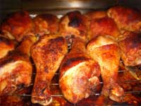 Oven, Barbecued Chicken Legs Ready to flip the Chicken Legs over Picture
