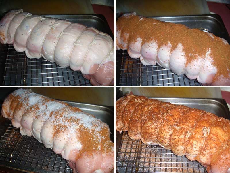 Apricot Stuffed, Pork Loin Roast, Tieing, then Spicing the Pork Roast Picture