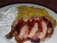 Click here to go to my recipe for Cherry Glazed, Bacon Wrapped, Pork Tenderloin