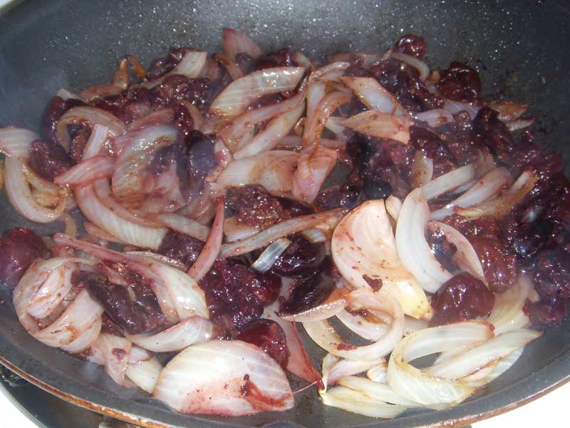Cooking Onions with Cherries Picture