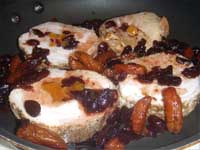 Picture of cooking a leftover, fruit stuffed, pork loin roast, Picture