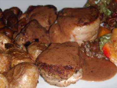 Pork Tenderloin Mignonettes, Plated with a Pan Sauce Picture