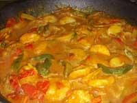 Fiery, Curried Shrimp, Making a Thin Sauce, Picture