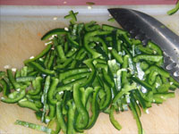 Chopping Pablano Peppers for Slaw (Coleslaw) Recipe Picture
