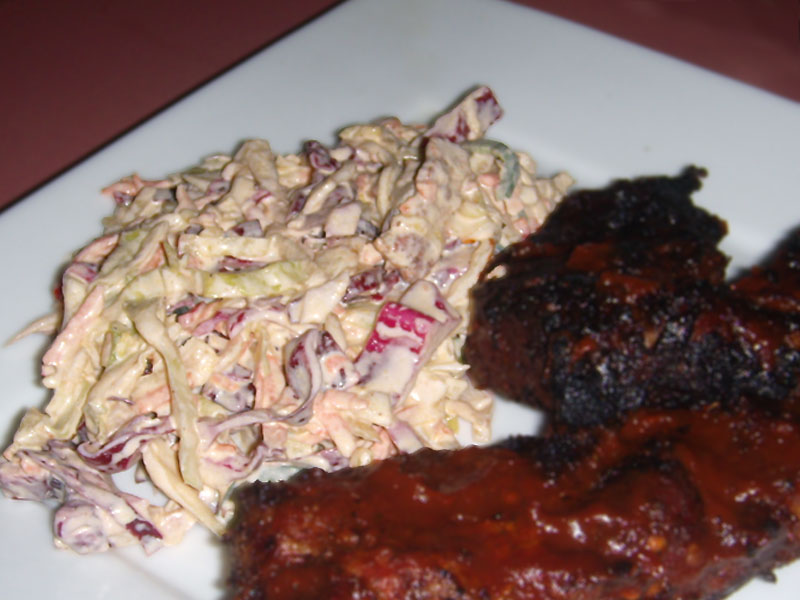 Plated Slaw (Coleslaw) with Country Style Ribs