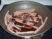 Corn Chowder, Frying Ham for a Garnish Picture