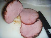 Corn Chowder, slicing the Ham Picture