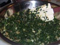 Turkey Meatballs Florentine Mixing the Onions and Spinach Picture