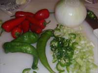 Blackend Chicken Alfredo Diablo Prepping the Vegetables Picture